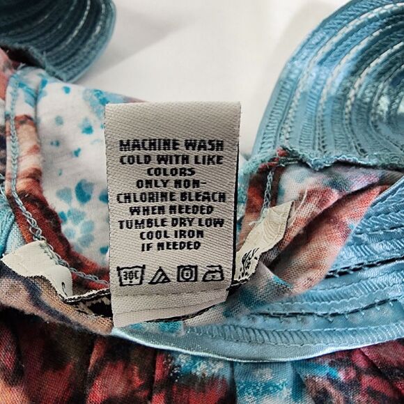 American Rag Cie Women Blouse Top Small Multi Floral Elastic Hem Pullover Keyhol - Picture 10 of 10